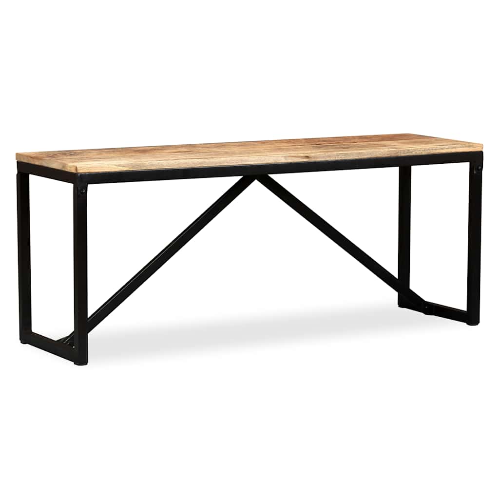 vidaXL Bench | Wood with Black Legs | Solid Mango Wood, Steel | Medium | Durable