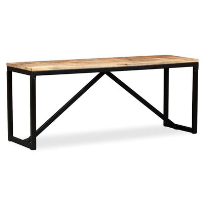 vidaXL Bench | Wood with Black Legs | Solid Mango Wood, Steel | Medium | Durable