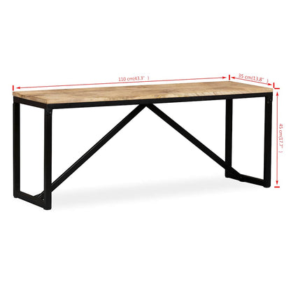 vidaXL Bench | Wood with Black Legs | Solid Mango Wood, Steel | Medium | Durable