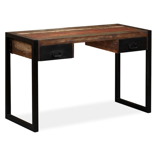 244905 vidaXL Desk with 2 Drawers Solid Reclaimed Wood 120x50x76 cm