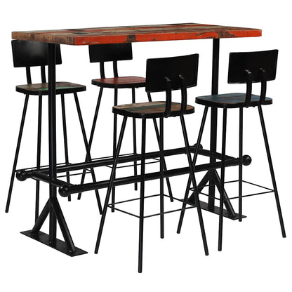 245399 vidaXL Bar Set 5 Piece Solid Reclaimed Wood Multicolour