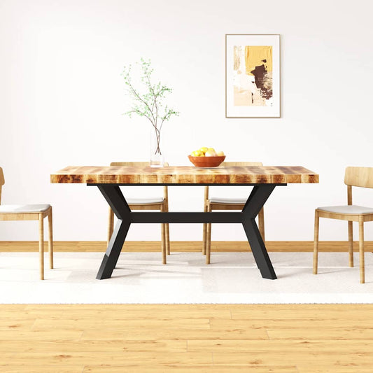 244805 vidaXL Dining Table Solid Mango Wood and Steel Cross 180 cm