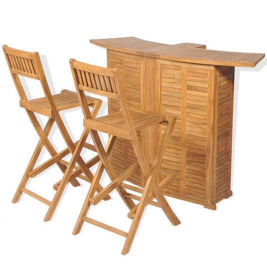 vidaXL Outdoor Bar Set | Brown | Solid Teak Wood | Medium | Foldable