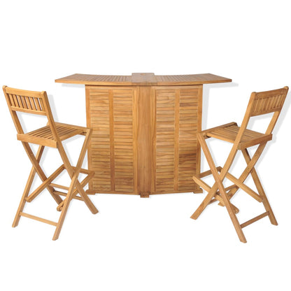 vidaXL Outdoor Bar Set | Brown | Solid Teak Wood | Medium | Foldable