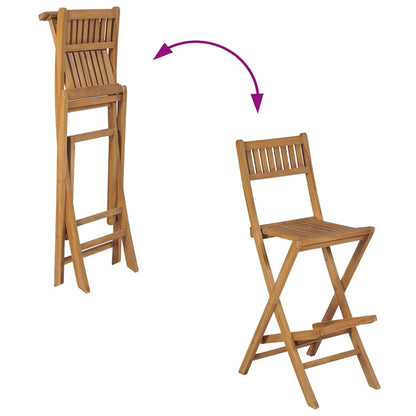 vidaXL Folding Outdoor Bar Stools 2 pcs Solid Teak Wood