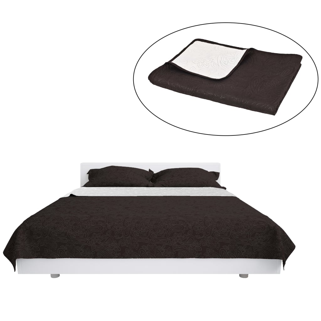 vidaXL Quilt | Cream and brown | Microfiber with pp cotton filling | 220x240cm