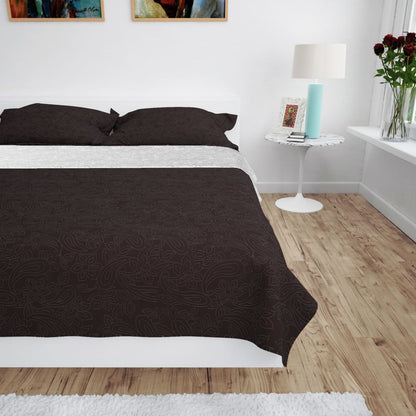 vidaXL Quilt | Cream and brown | Microfiber with pp cotton filling | 220x240cm