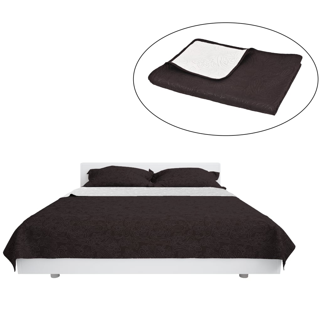 vidaXL Double-sided Quilted Bedspread 230x260 cm Cream and Brown