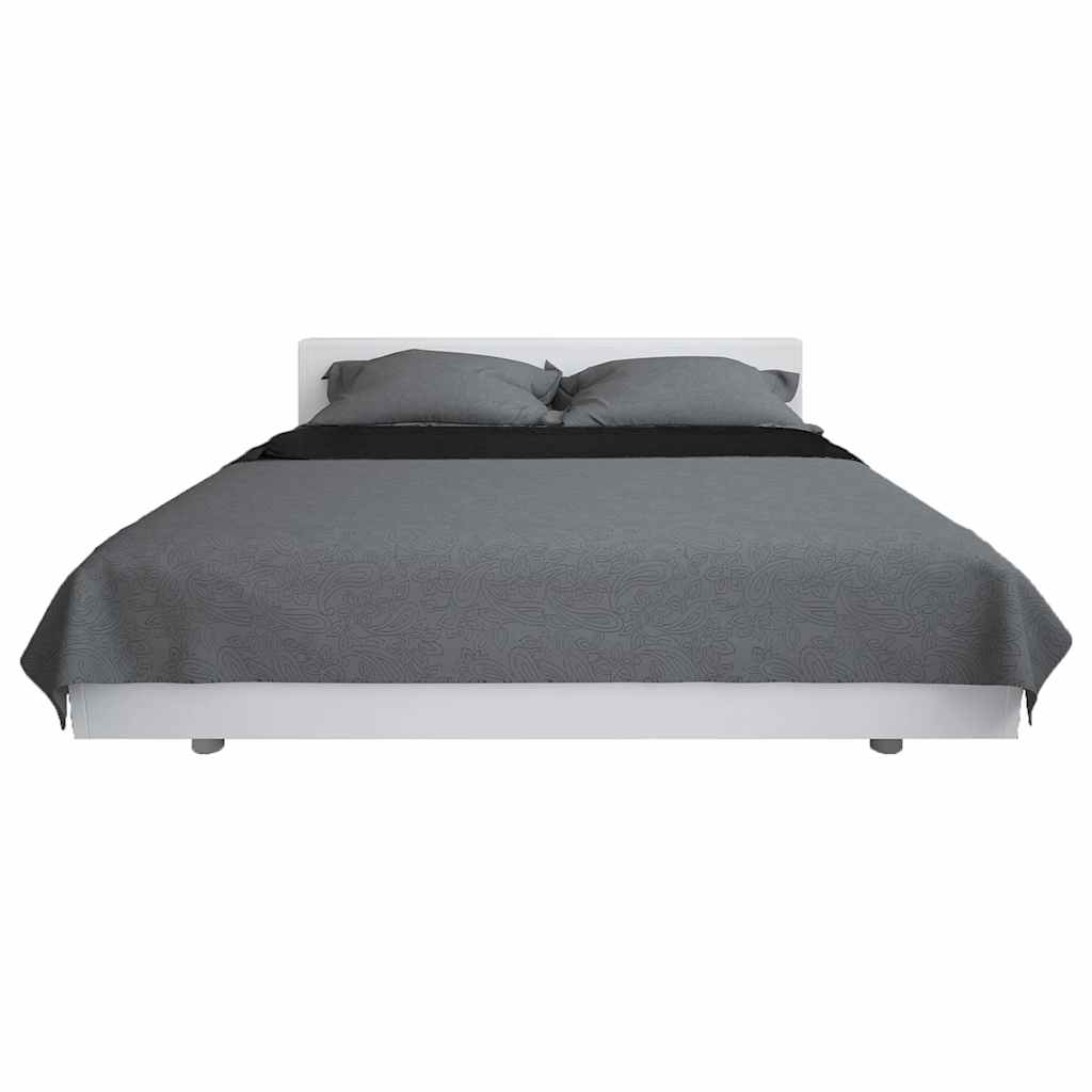 vidaXL Double-sided Quilted Bedspread 170x210 cm Grey and Black