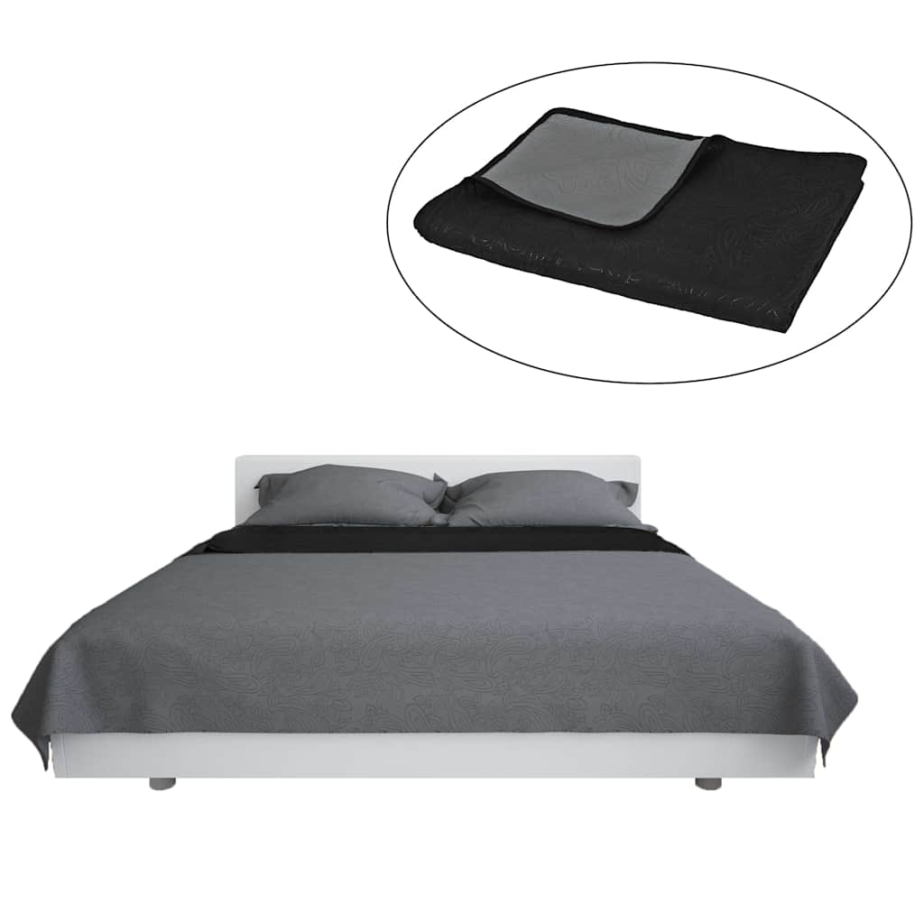 vidaXL Double-sided Quilted Bedspread 230x260 cm Grey and Black