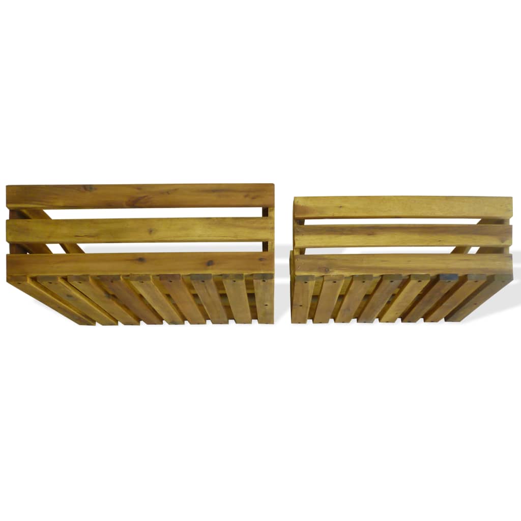 vidaXL Apple Crate Set 2 Pieces Solid Acacia Wood