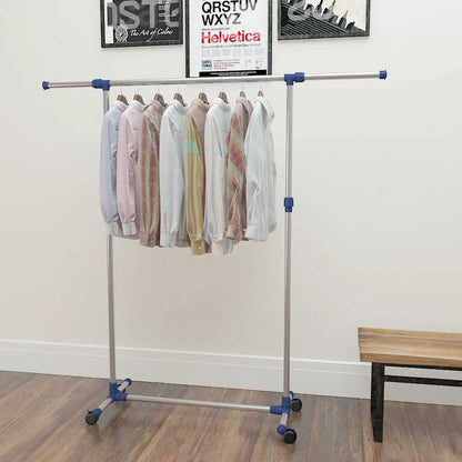 245625 vidaXL Adjustable Clothes Rack Stainless Steel 165x44x150 cm Silver