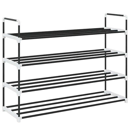 vidaXL Shoe Rack | Black | Metal and Plastic | Medium | Shoe Rack | Rectangular
