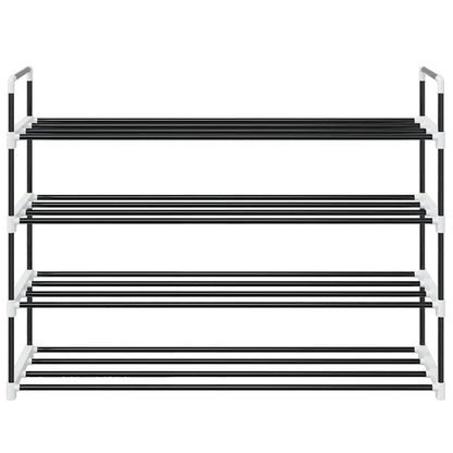 vidaXL Shoe Rack | Black | Metal and Plastic | Medium | Shoe Rack | Rectangular
