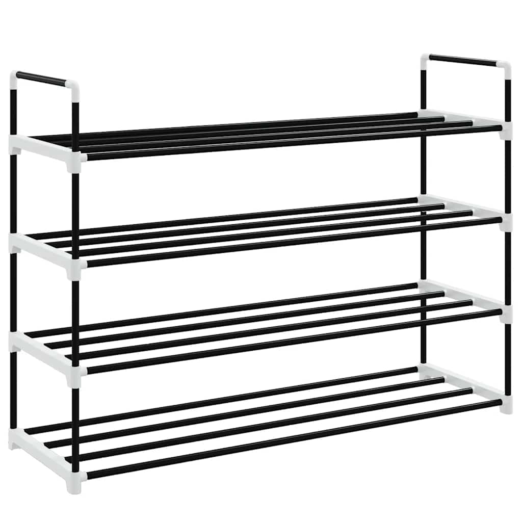 vidaXL Shoe Rack | Black | Metal and Plastic | Medium | Shoe Rack | Rectangular