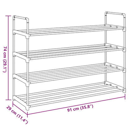vidaXL Shoe Rack | Black | Metal and Plastic | Medium | Shoe Rack | Rectangular