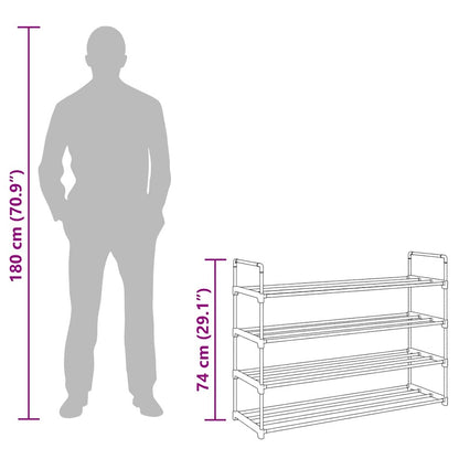 vidaXL Shoe Rack | Black | Metal and Plastic | Medium | Shoe Rack | Rectangular