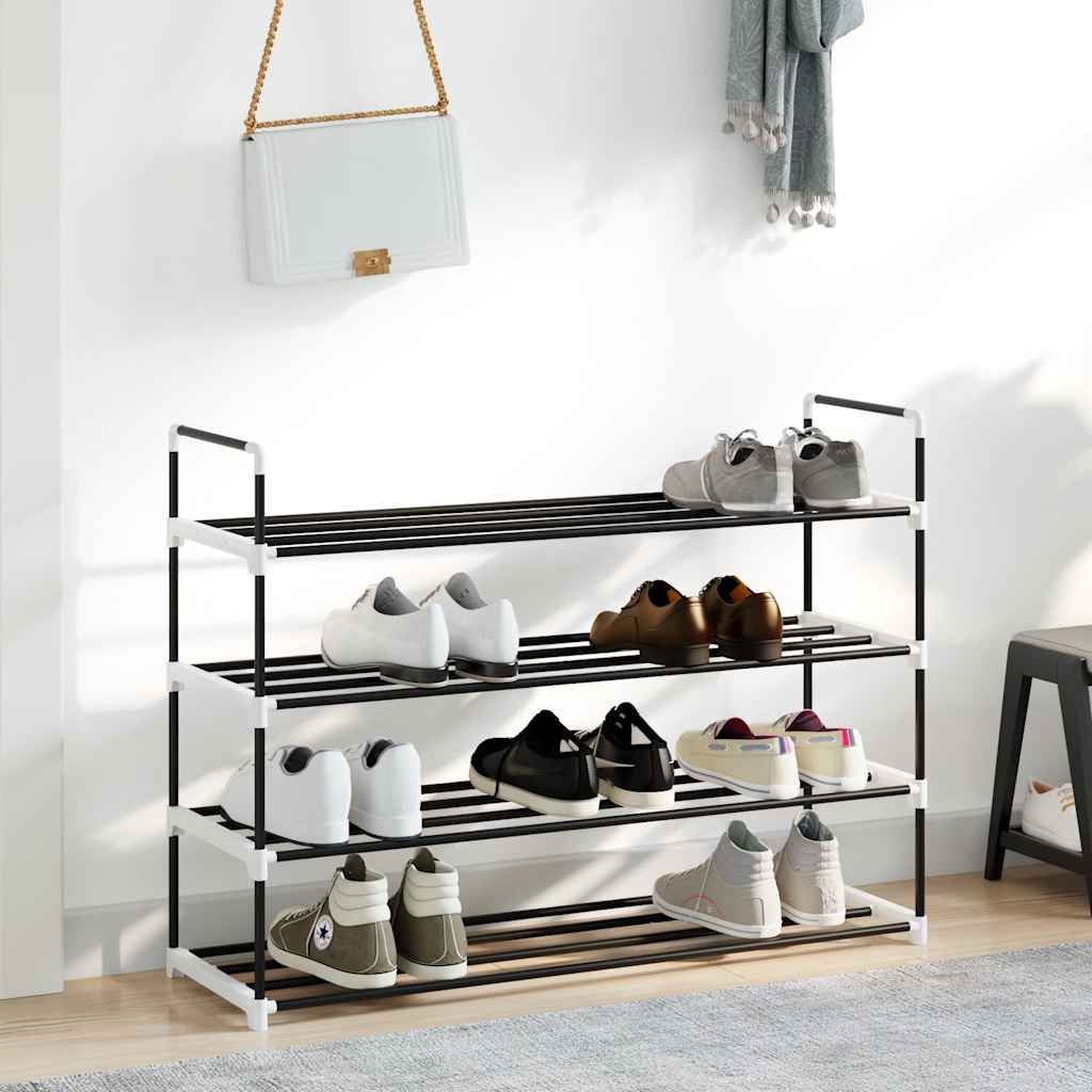 vidaXL Shoe Rack | Black | Metal and Plastic | Medium | Shoe Rack | Rectangular