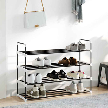 vidaXL Shoe Rack | Black | Metal and Plastic | Medium | Shoe Rack | Rectangular