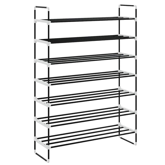 245627 vidaXL Shoe Rack with 7 Shelves Metal and Plastic Black