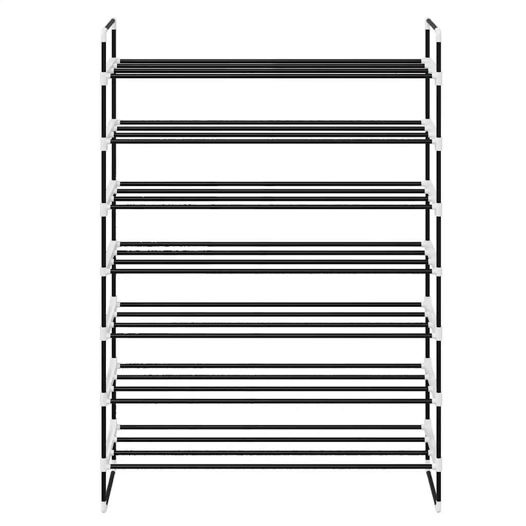 vidaXL Shoe Rack with 7 Shelves Metal and Plastic Black