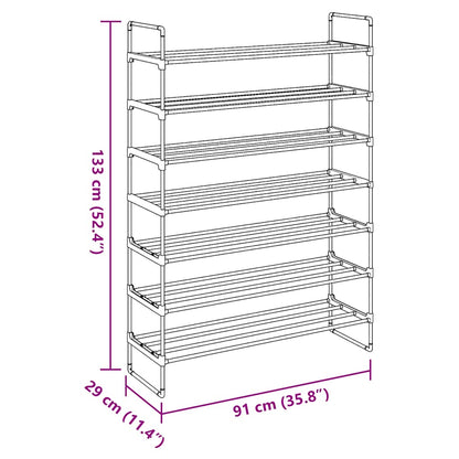 vidaXL Shoe Rack with 7 Shelves Metal and Plastic Black