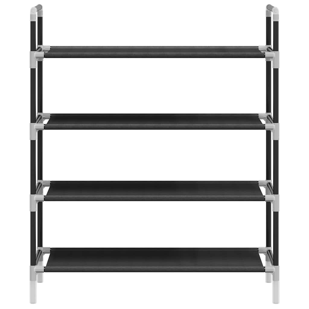 vidaXL Shoe Rack with 4 Shelves Metal and Non-woven Fabric Black