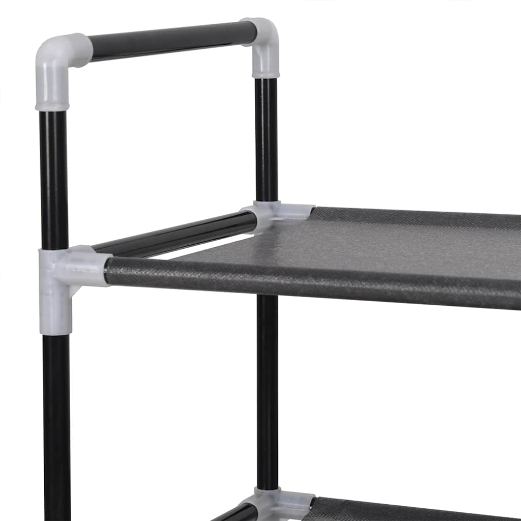 245628 vidaXL Shoe Rack with 4 Shelves Metal and Non-woven Fabric Black