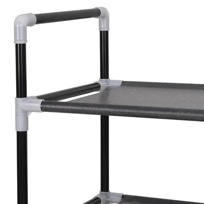 245628 vidaXL Shoe Rack with 4 Shelves Metal and Non-woven Fabric Black