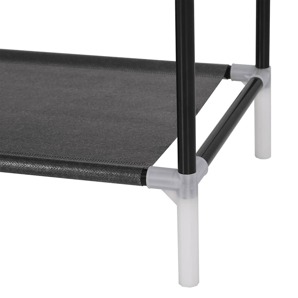 vidaXL Shoe Rack with 4 Shelves Metal and Non-woven Fabric Black