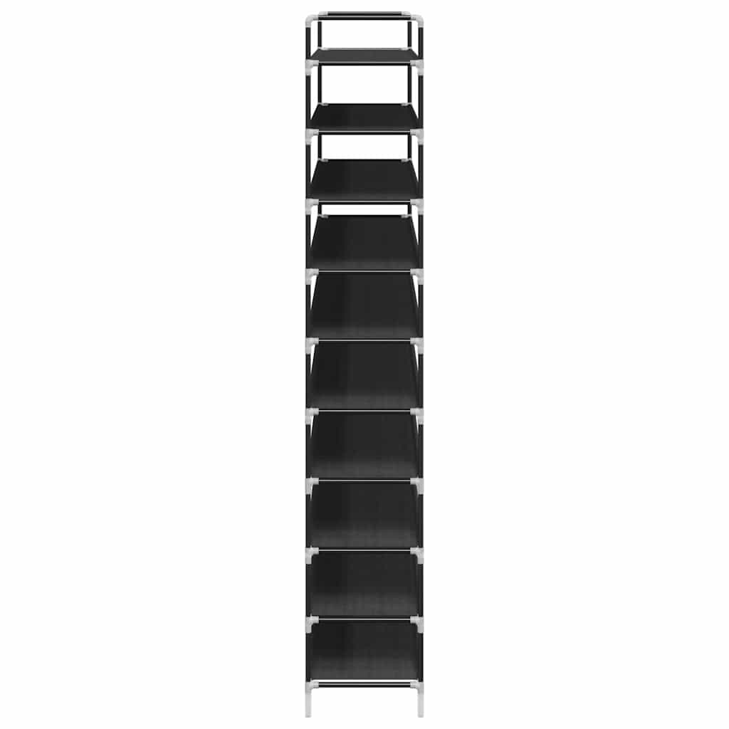 vidaXL Shoe Rack with 10 Shelves Metal and Non-woven Fabric Black