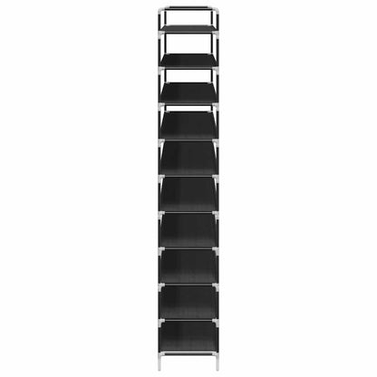 vidaXL Shoe Rack with 10 Shelves Metal and Non-woven Fabric Black