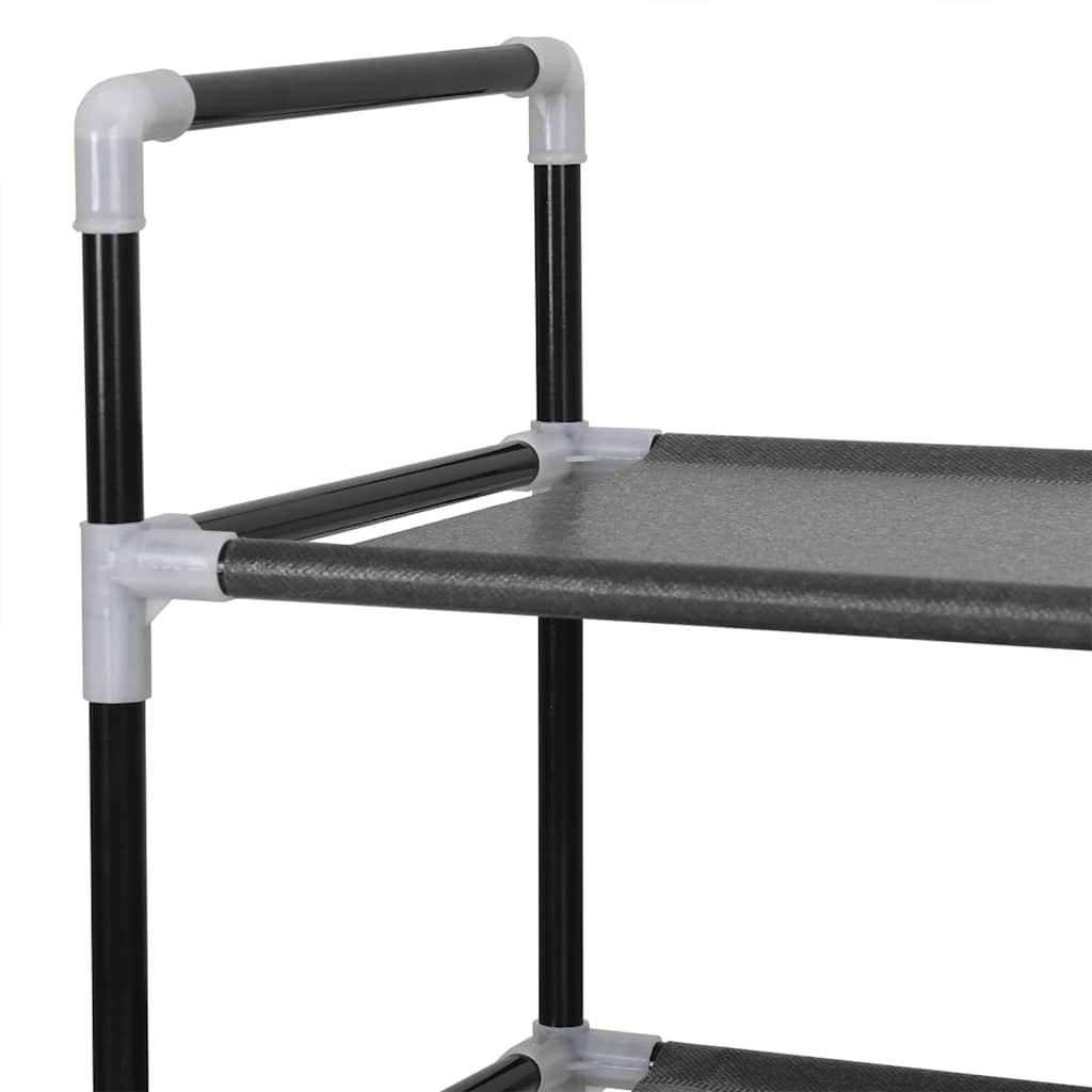 vidaXL Shoe Rack with 10 Shelves Metal and Non-woven Fabric Black