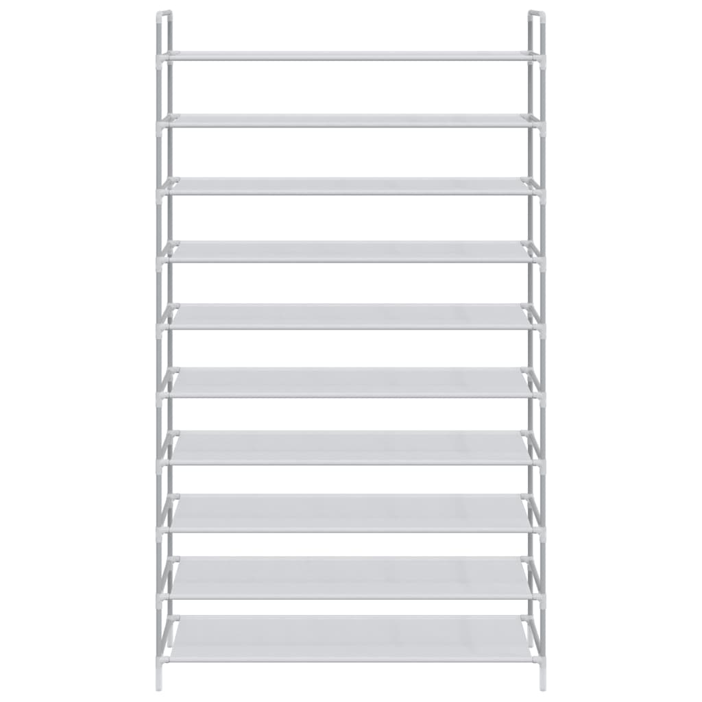 vidaXL Shoe Rack with 10 Shelves Metal and Non-woven Fabric Silver