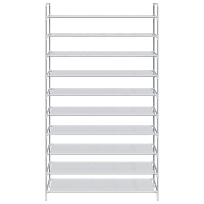 vidaXL Shoe Rack with 10 Shelves Metal and Non-woven Fabric Silver