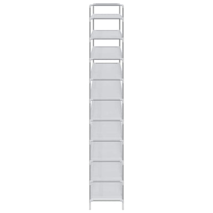 vidaXL Shoe Rack with 10 Shelves Metal and Non-woven Fabric Silver