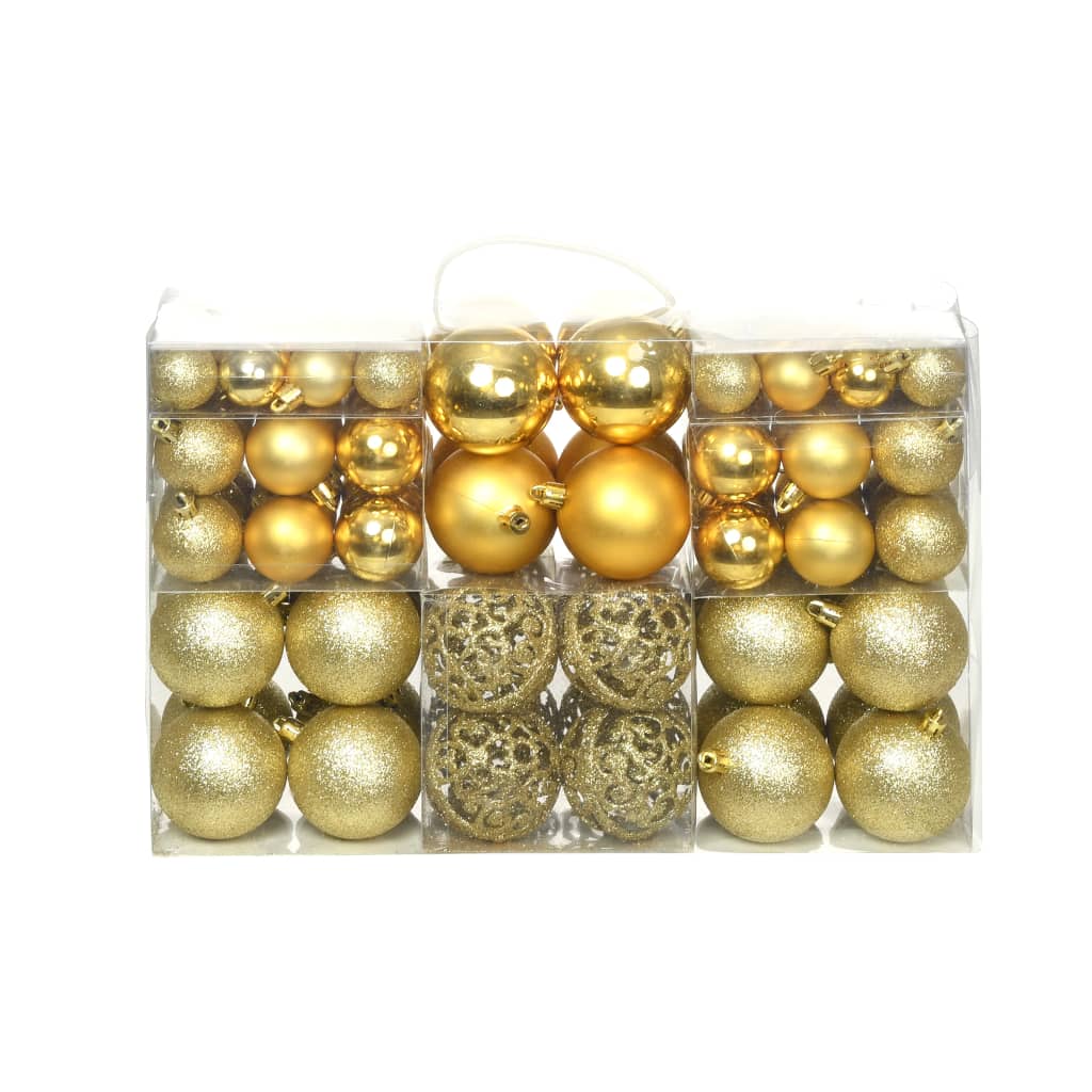 245708 vidaXL 100 Piece Christmas Ball Set 3/4/6 cm Gold