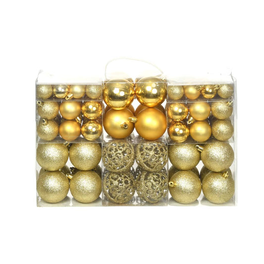 245708 vidaXL 100 Piece Christmas Ball Set 3/4/6 cm Gold