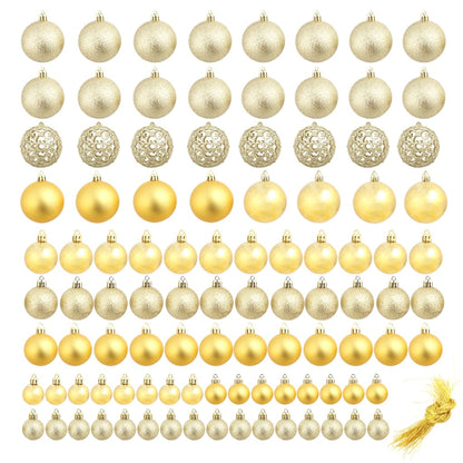245708 vidaXL 100 Piece Christmas Ball Set 3/4/6 cm Gold