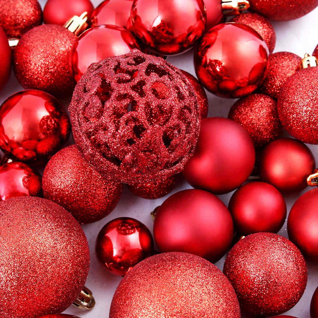 245710 vidaXL 100 Piece Christmas Ball Set 3/4/6 cm Red