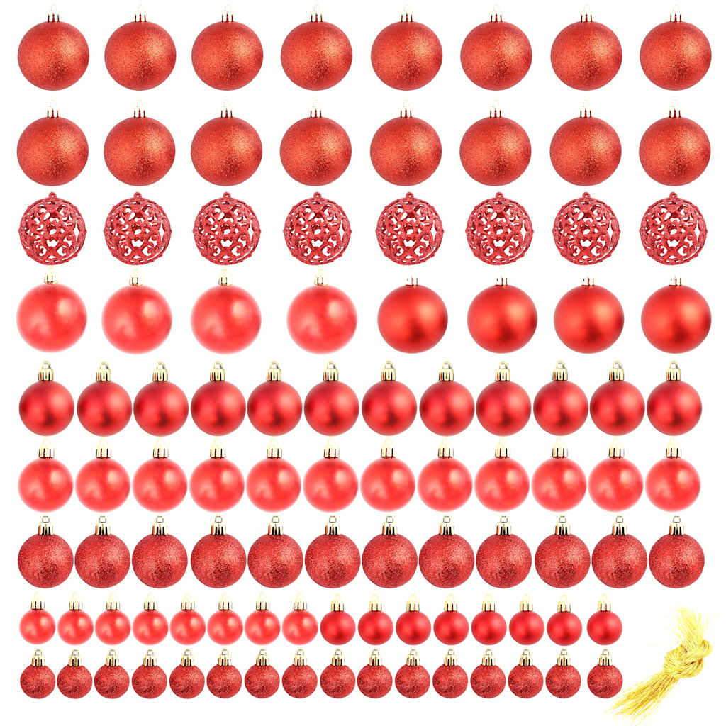 245710 vidaXL 100 Piece Christmas Ball Set 3/4/6 cm Red
