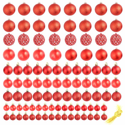 245710 vidaXL 100 Piece Christmas Ball Set 3/4/6 cm Red