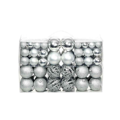 245712 vidaXL 100 Piece Christmas Ball Set 3/4/6 cm Silver