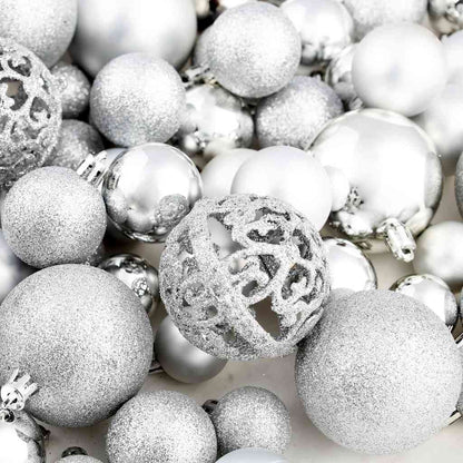 245712 vidaXL 100 Piece Christmas Ball Set 3/4/6 cm Silver