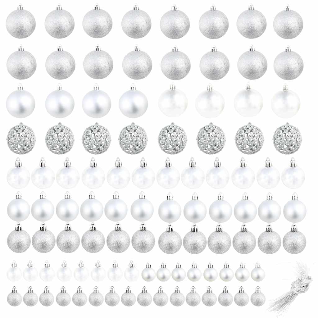 245712 vidaXL 100 Piece Christmas Ball Set 3/4/6 cm Silver