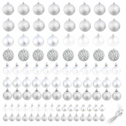 245712 vidaXL 100 Piece Christmas Ball Set 3/4/6 cm Silver