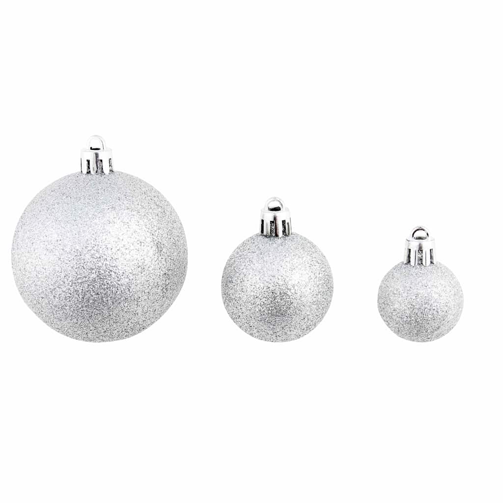 245712 vidaXL 100 Piece Christmas Ball Set 3/4/6 cm Silver