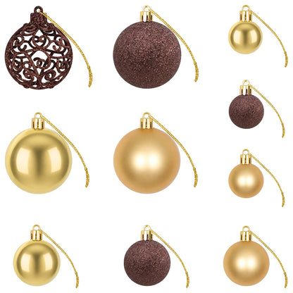 245714 vidaXL 100 Piece Christmas Ball Set 3/4/6 cm Brown/Bronze/Gold