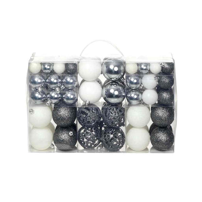 245717 vidaXL 100 Piece Christmas Ball Set 3/4/6 cm White/Grey