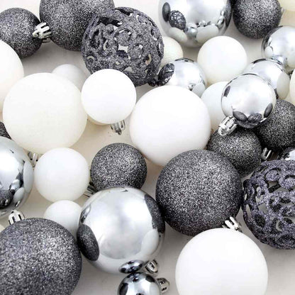 245717 vidaXL 100 Piece Christmas Ball Set 3/4/6 cm White/Grey